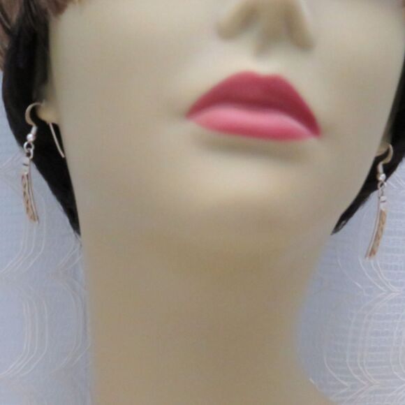 Vintage Gold and Sterling Earrings Silver Native American Made Dangle Story Book - Picture 9 of 10